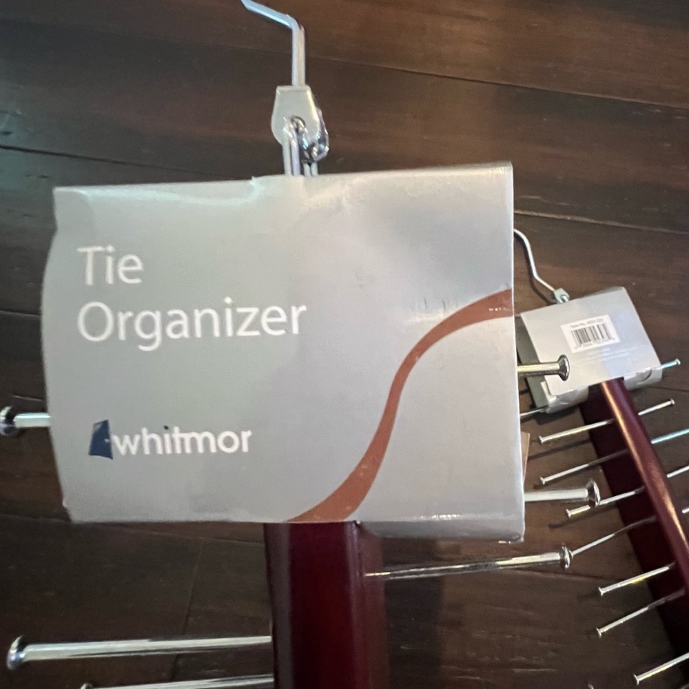 Whitmor Tie Organizer. NWT. Cherry Wood. 2